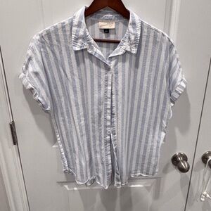 Universal Thread | Vertical Striped Button-Up Cuff Sleeve Shirt